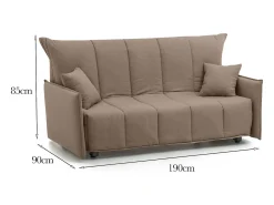 Sofá-cama Dabarc, sofá de 3 lugares, 100% Fabricado na Itália, Sofá da sala com abertura para carrinho, em tecido acolchoado, com braços padrão, 190x90h85 cm, Taupe