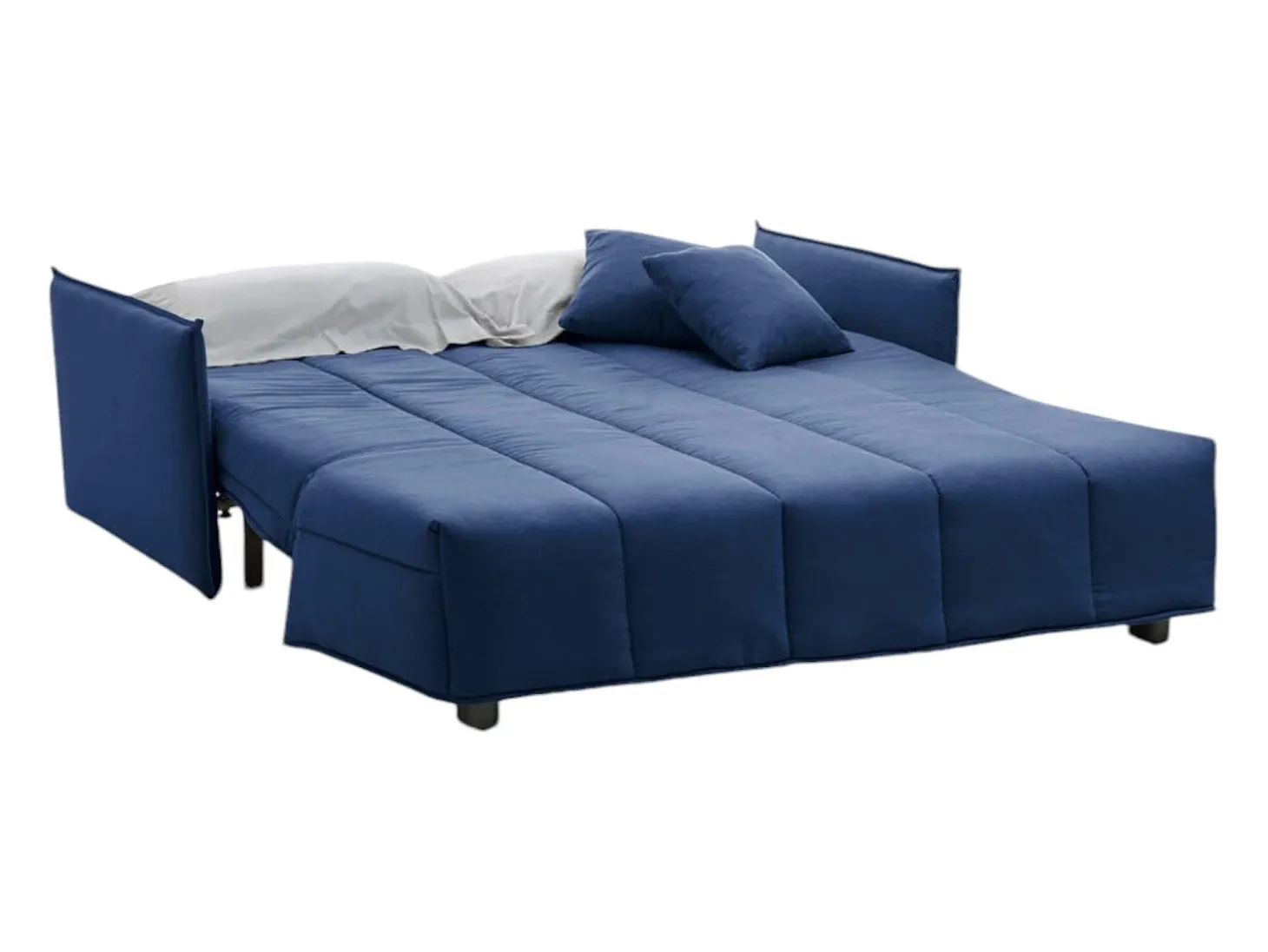 Sofá-cama Dabarc, sofá de 3 lugares, 100% Fabricado na Itália, Sofá da sala com abertura para carrinho, em tecido acolchoado, com braços padrão, 190x90h85 cm, Azul