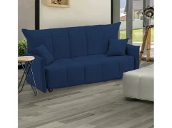 Sofá-cama Dabarc, sofá de 3 lugares, 100% Fabricado na Itália, Sofá da sala com abertura para carrinho, em tecido acolchoado, com braços padrão, 190x90h85 cm, Azul