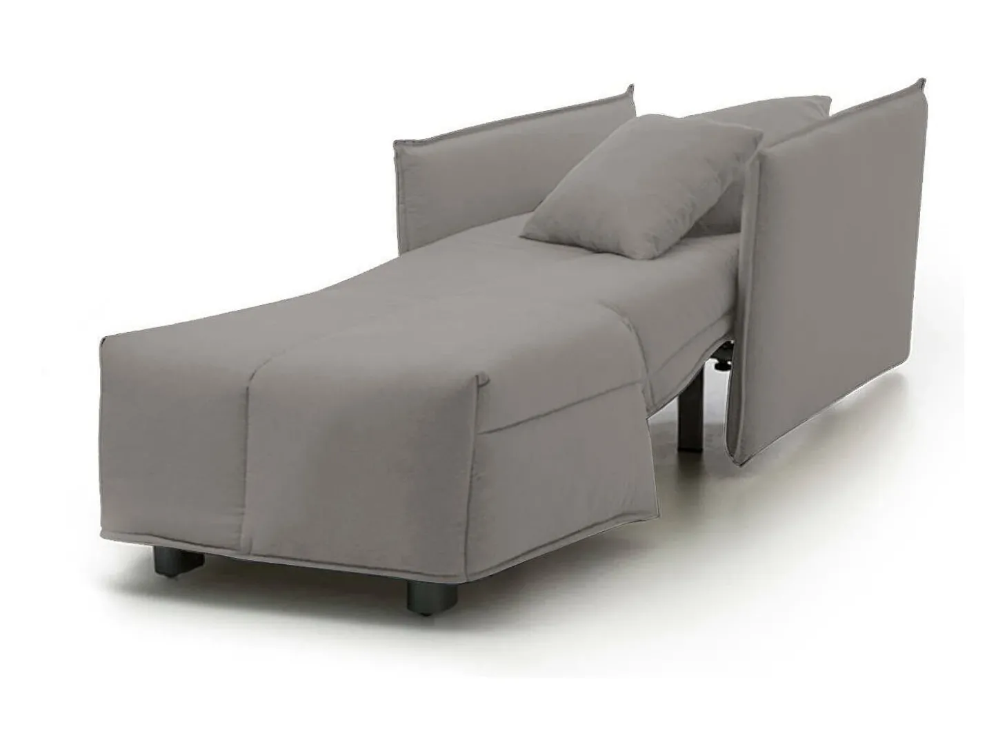 Sofá-cama Dabari, Sofá individual, 100% Fabricado na Itália, Poltrona de ala com abertura para carrinho, em tecido acolchoado, com braço padrão, 110x90h85 cm, Cinza