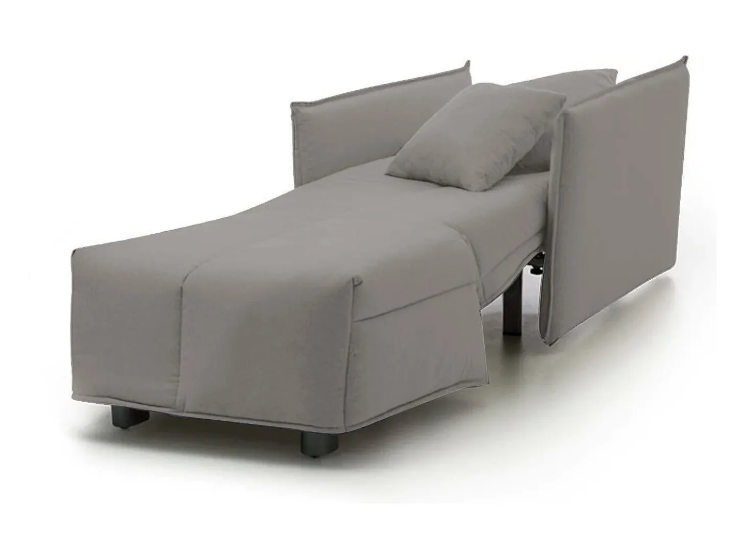 Sofá-cama Dabari, Sofá individual, 100% Fabricado na Itália, Poltrona de ala com abertura para carrinho, em tecido acolchoado, com braço padrão, 110x90h85 cm, Cinza