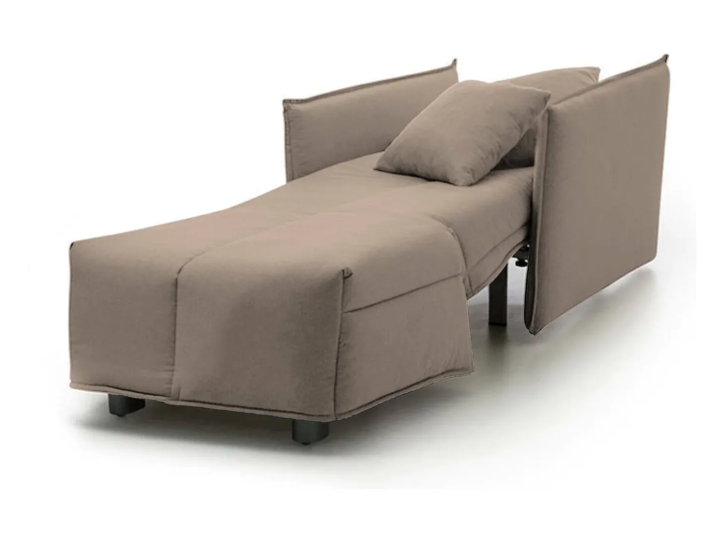 Sofá-cama Dabari, Sofá individual, 100% Fabricado na Itália, Poltrona de ala com abertura para carrinho, em tecido acolchoado, com braço padrão, Cm 110x90h85, Taupe