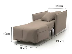 Sofá-cama Dabari, Sofá individual, 100% Fabricado na Itália, Poltrona de ala com abertura para carrinho, em tecido acolchoado, com braço padrão, Cm 110x90h85, Taupe