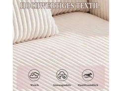 Sofá-cama de 3 lugares - 142 x 128 x 85 cm - com porta-copos + portas USB + LEDs - veludo - bege