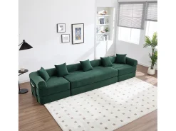 Sofá-cama de 4 lugares - 270 x 180 x 64 cm - design modular - veludo - verde