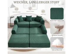 Sofá-cama de 4 lugares - 270 x 180 x 64 cm - design modular - veludo - verde