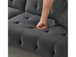 Sofá-cama de 2 lugares - 178 x 82 x 70 cm - com encosto e braços ajustáveis - veludo - cinza