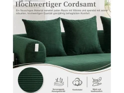 Sofá-cama de 3 lugares - 200 x 94 x 67 cm - com bolsos laterais + 3 almofadas - veludo - verde