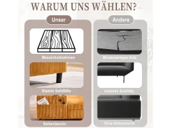 Sofá-cama de 3 lugares - 142 x 128 x 85 cm - com porta-copos + portas USB + LEDs - veludo - amarelo