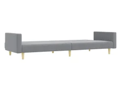 Sofá-cama de 2 lugares c/ apoio de pés tecido cinzento-claro