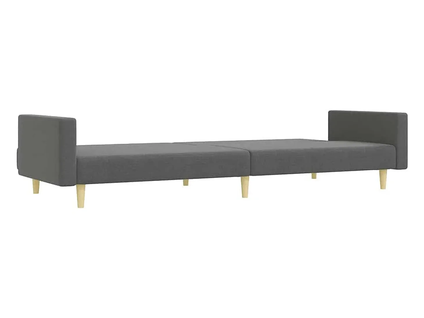 Sofá-cama de 2 lugares c/ apoio de pés tecido cinzento-escuro