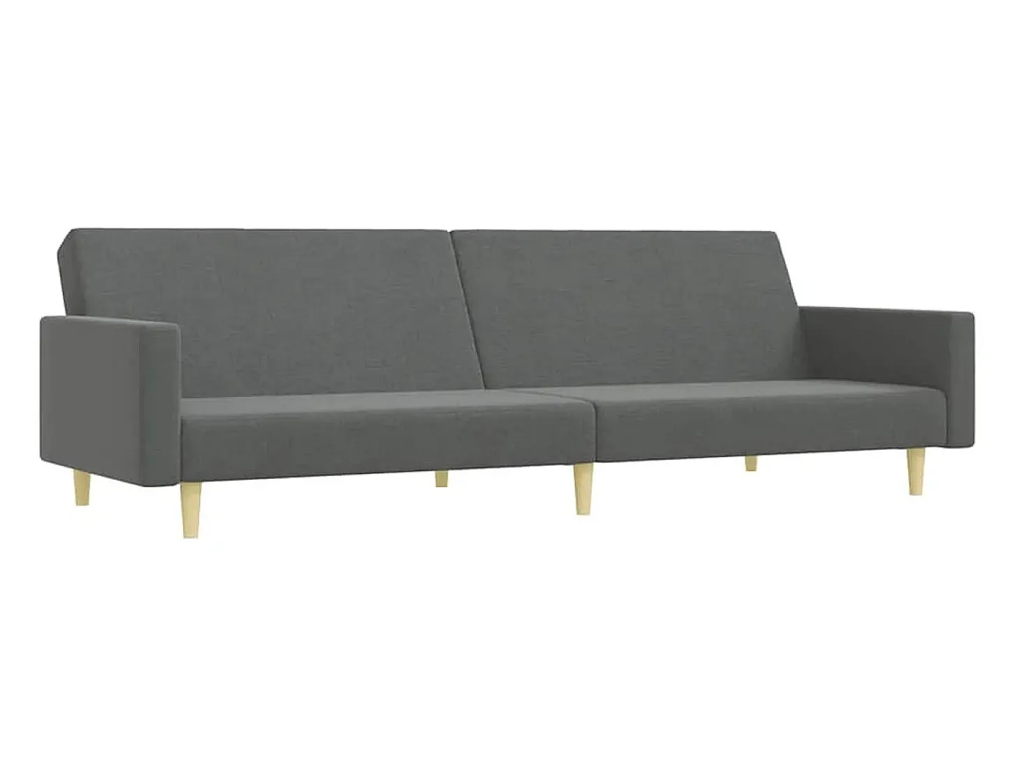 Sofá-cama de 2 lugares c/ apoio de pés tecido cinzento-escuro
