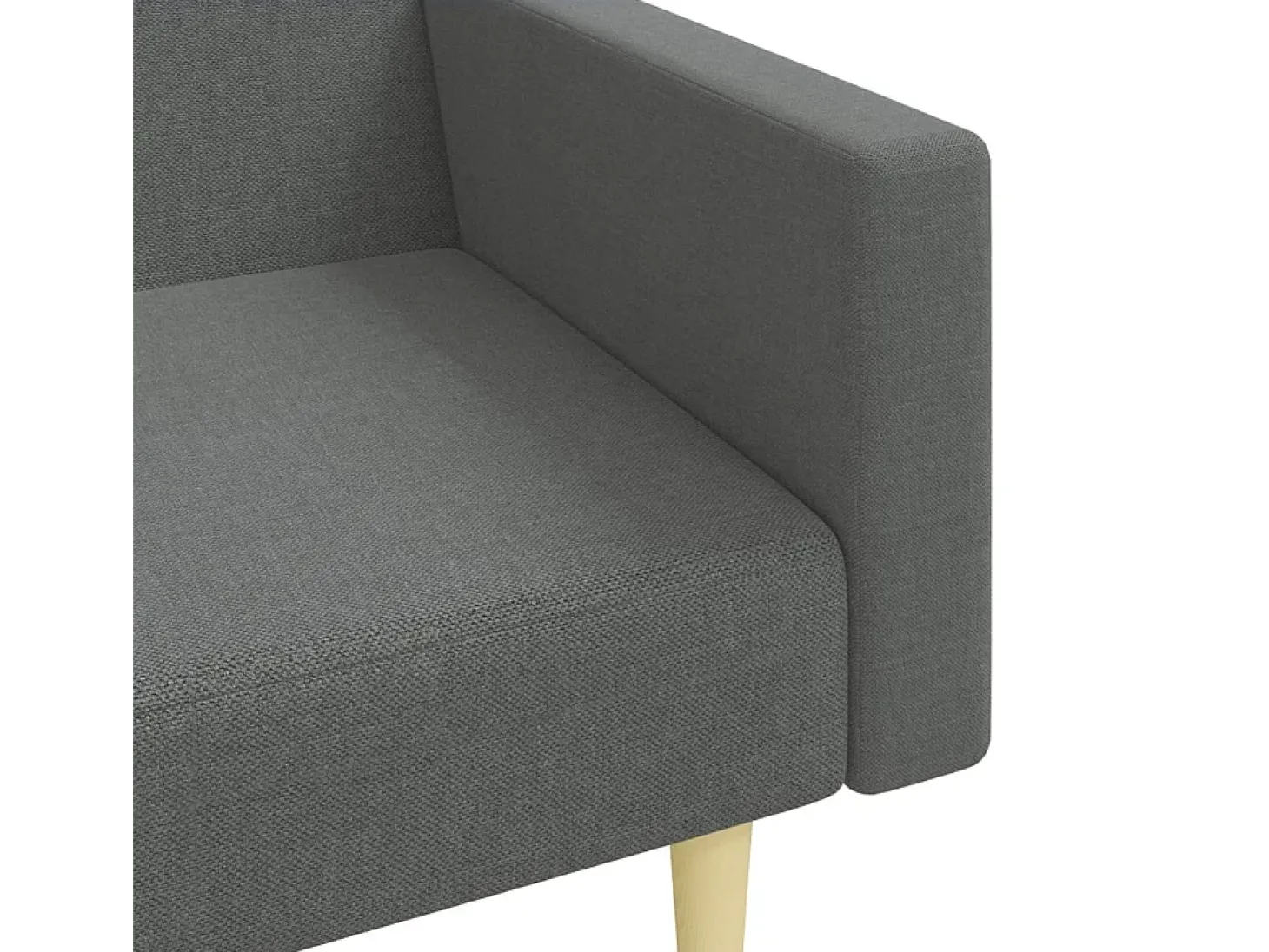 Sofá-cama de 2 lugares c/ apoio de pés tecido cinzento-escuro