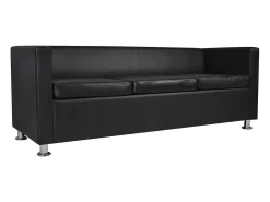 Sofá-cama de 3 lugares cama de hóspedes conversível sofá-cama para sala de estar sofá-cama dobrável para uso interno/externo couro sintético preto 02_0020106