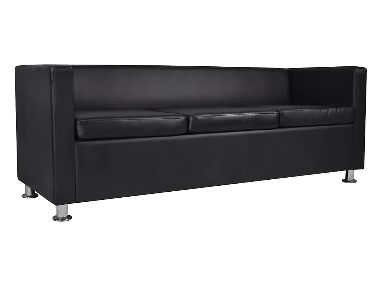 Sofá-cama de 3 lugares cama de hóspedes conversível sofá-cama para sala de estar sofá-cama dobrável para uso interno/externo couro sintético preto 02_0020106
