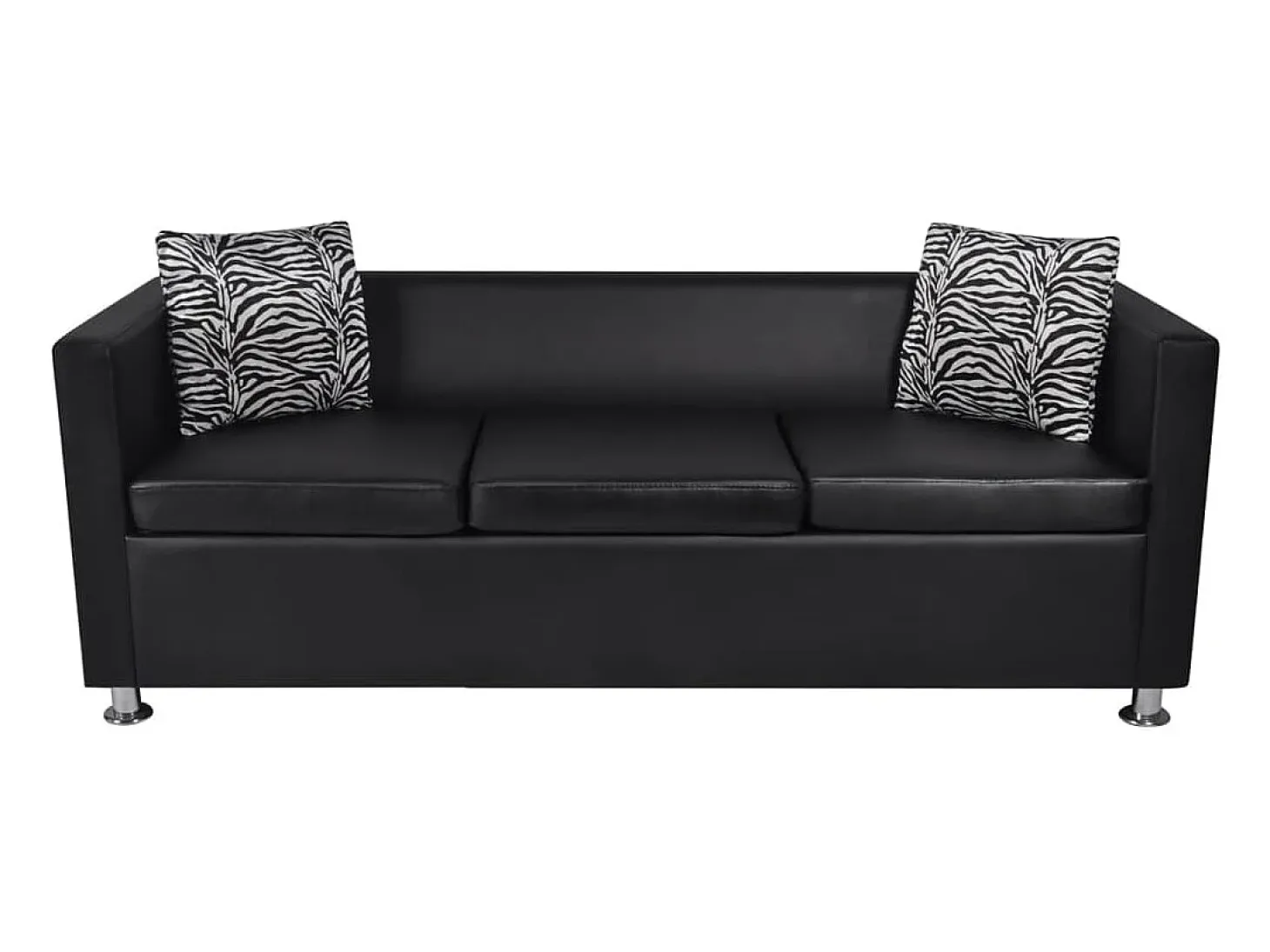 Sofá-cama de 3 lugares cama de hóspedes conversível sofá-cama para sala de estar sofá-cama dobrável para uso interno/externo couro sintético preto 02_0020106