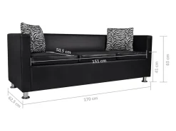 Sofá-cama de 3 lugares cama de hóspedes conversível sofá-cama para sala de estar sofá-cama dobrável para uso interno/externo couro sintético preto 02_0020106