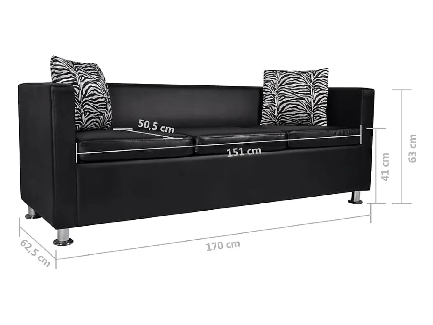 Sofá-cama de 3 lugares cama de hóspedes conversível sofá-cama para sala de estar sofá-cama dobrável para uso interno/externo couro sintético preto 02_0020106
