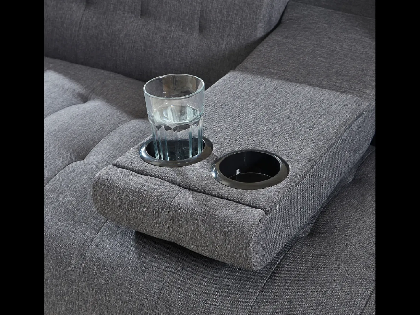 Sofá-cama de 3 lugares cinza com mesa central rebatível INVERNESS