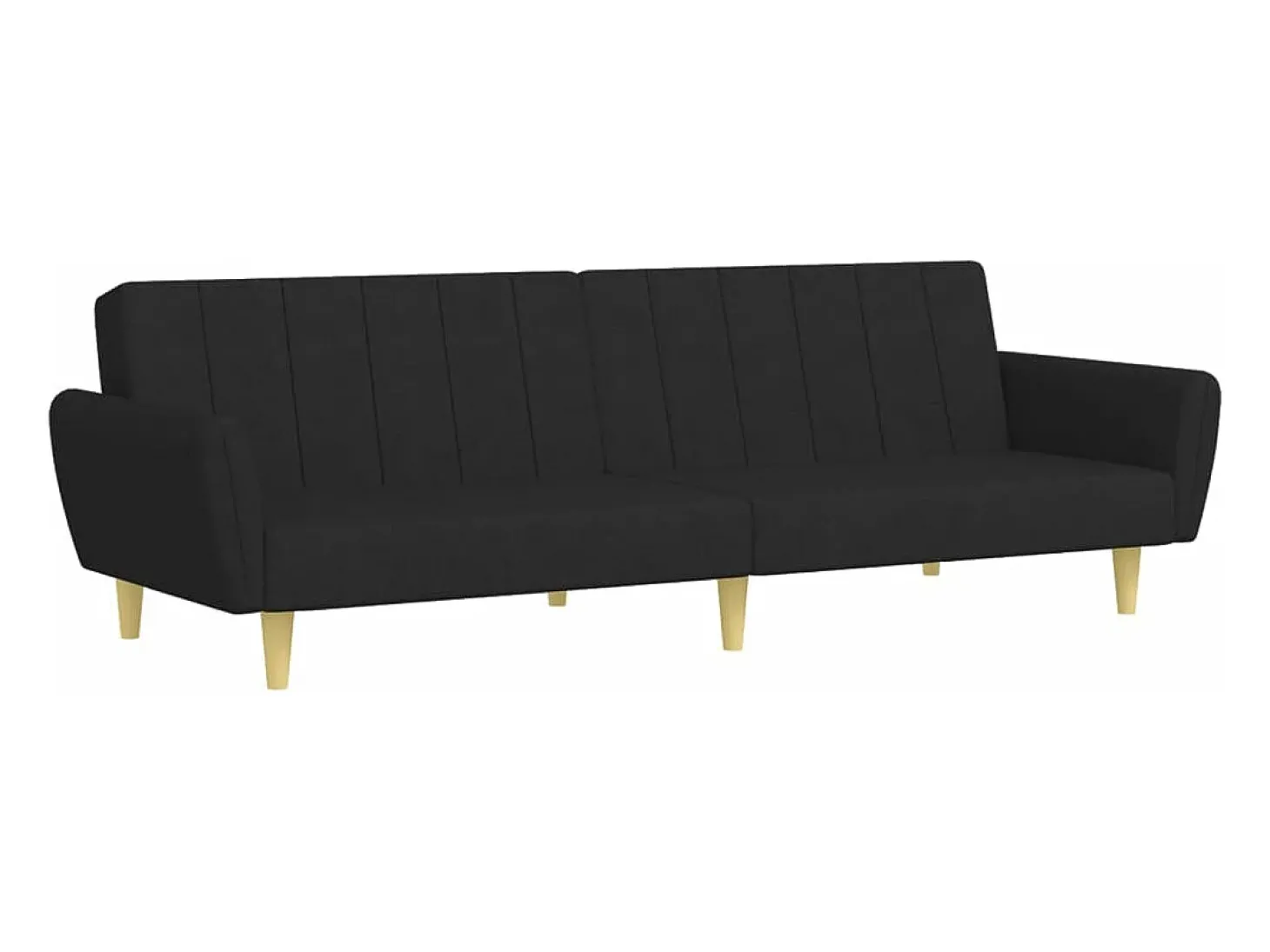 Sofá-cama de 2 lugares com apoio de pés tecido preto