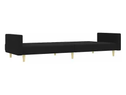 Sofá-cama de 2 lugares com apoio de pés tecido preto