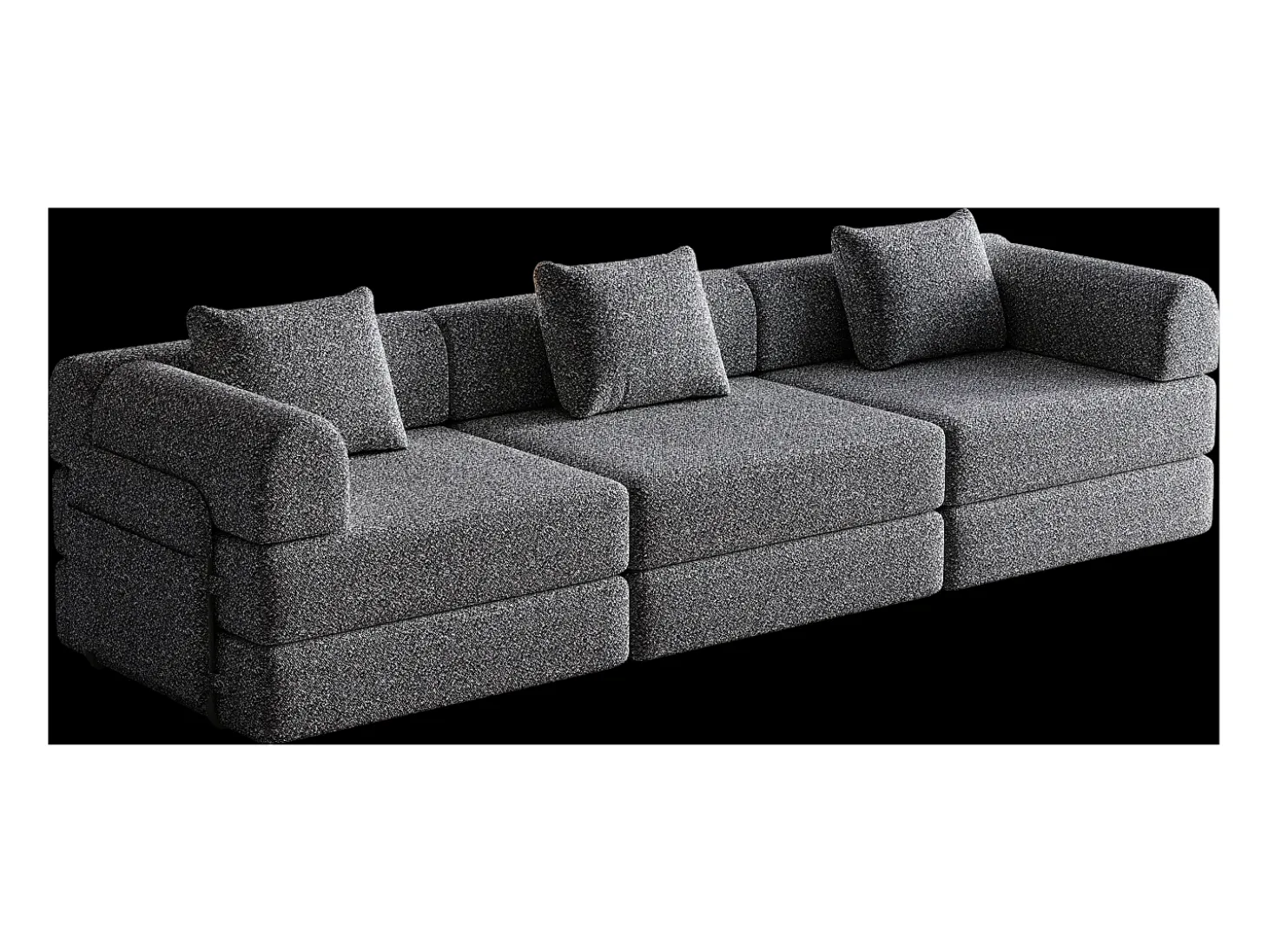 Sofá-cama de 3 lugares com conversão rápida em tecido chenille cinzento - Várias combinações