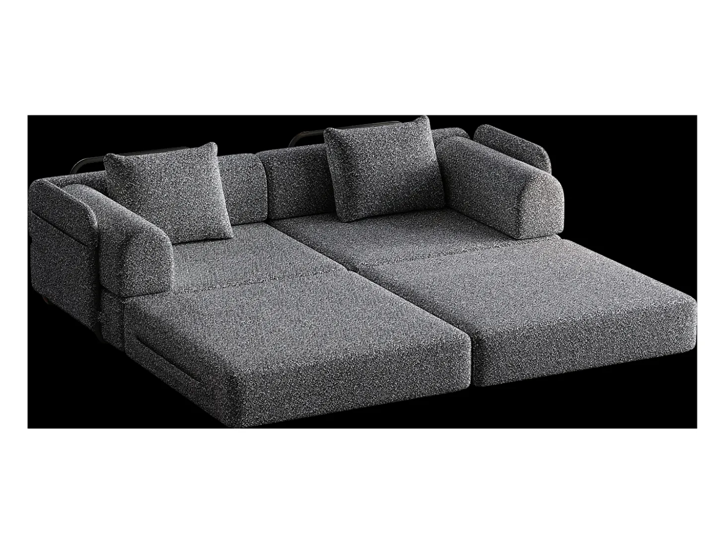 Sofá-cama de 2 lugares com conversão rápida em tecido chenille cinzento - Várias combinações