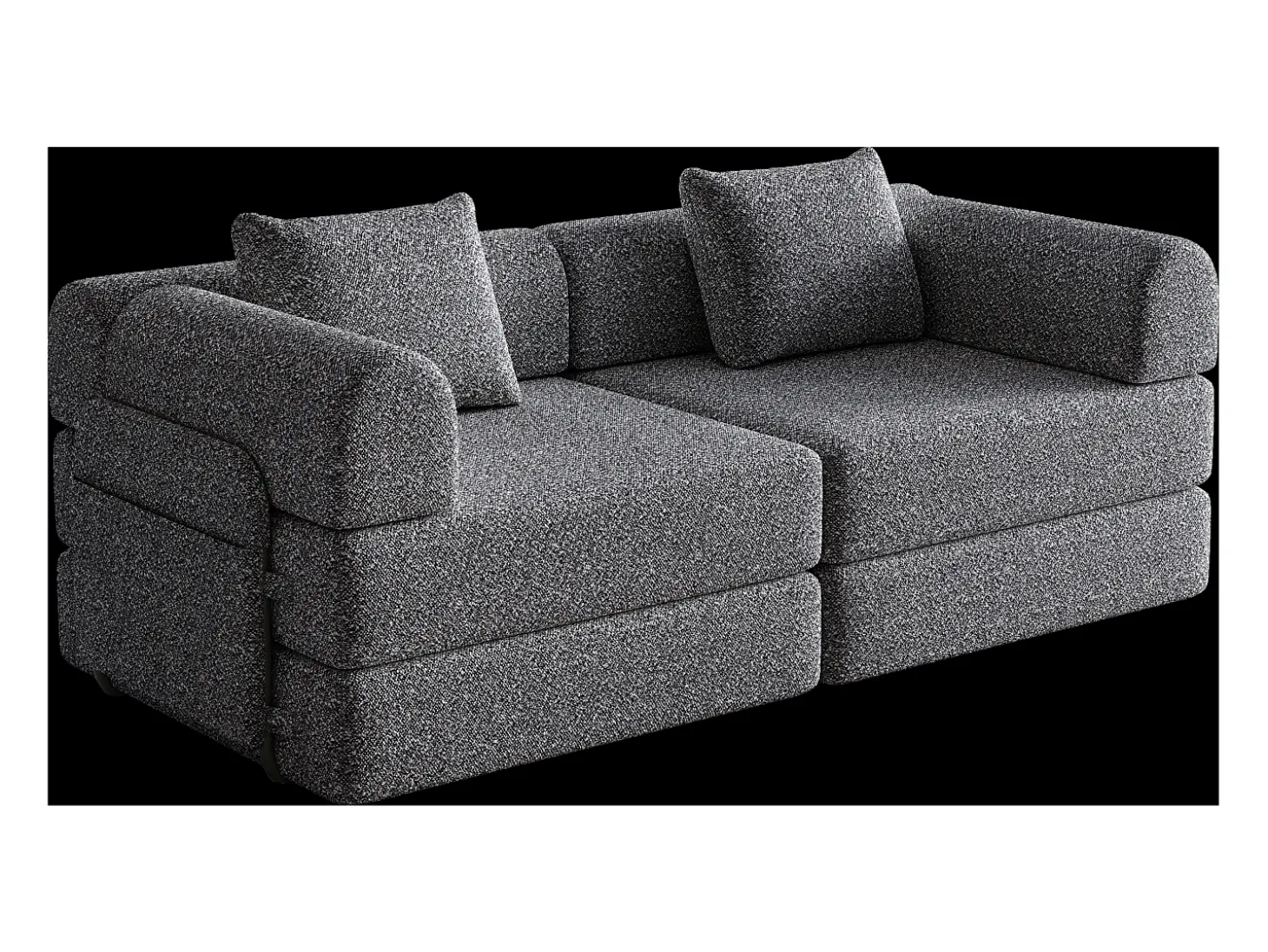 Sofá-cama de 2 lugares com conversão rápida em tecido chenille cinzento - Várias combinações