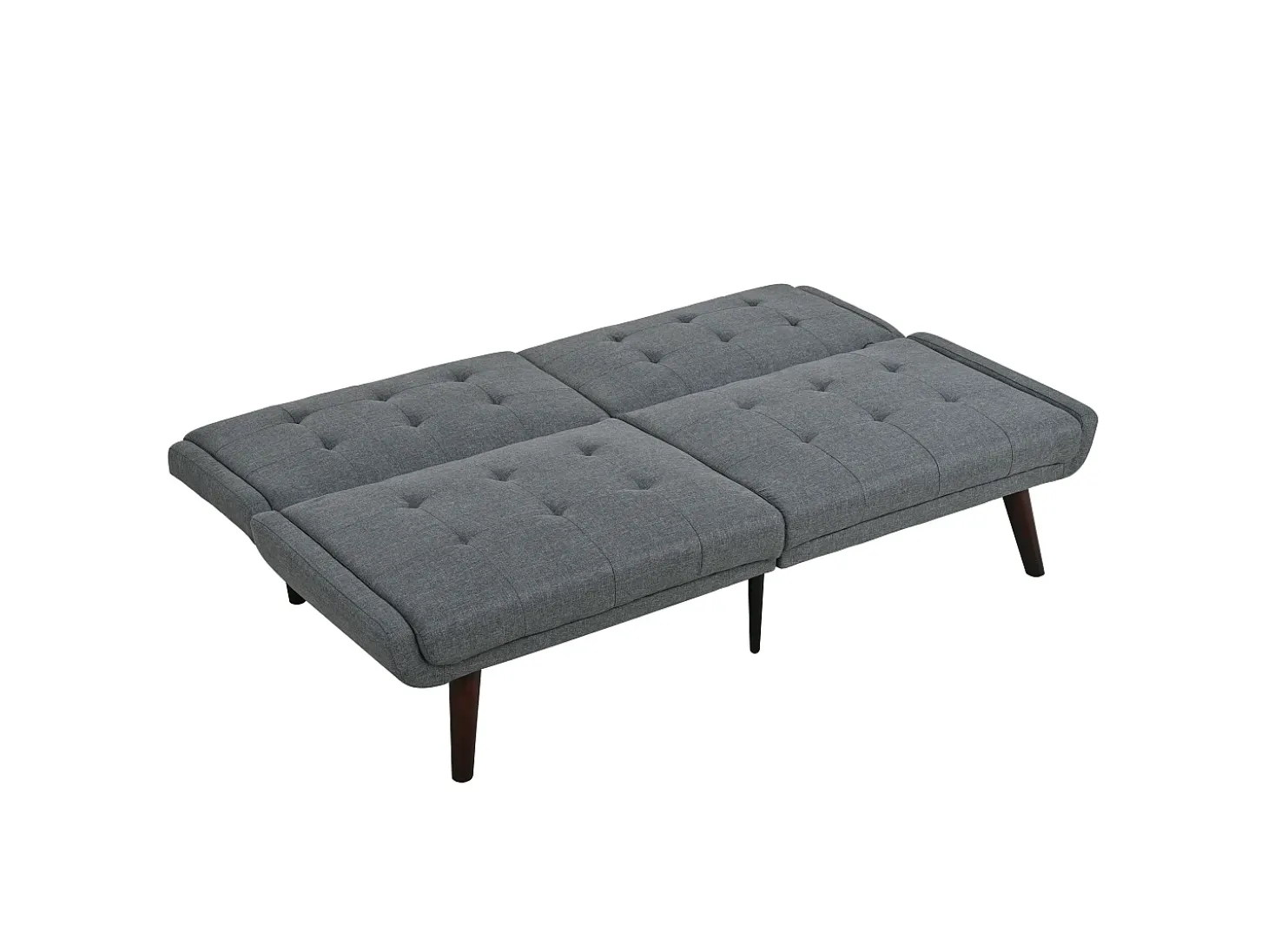 Sofá-cama de 2 lugares com conversão rápida - Encosto reclinável em 5 posições - Tecido de linho cinzento