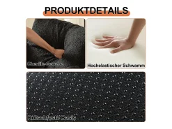Sofá-cama de 2 lugares com conversão rápida em tecido chenille preto - Várias combinações