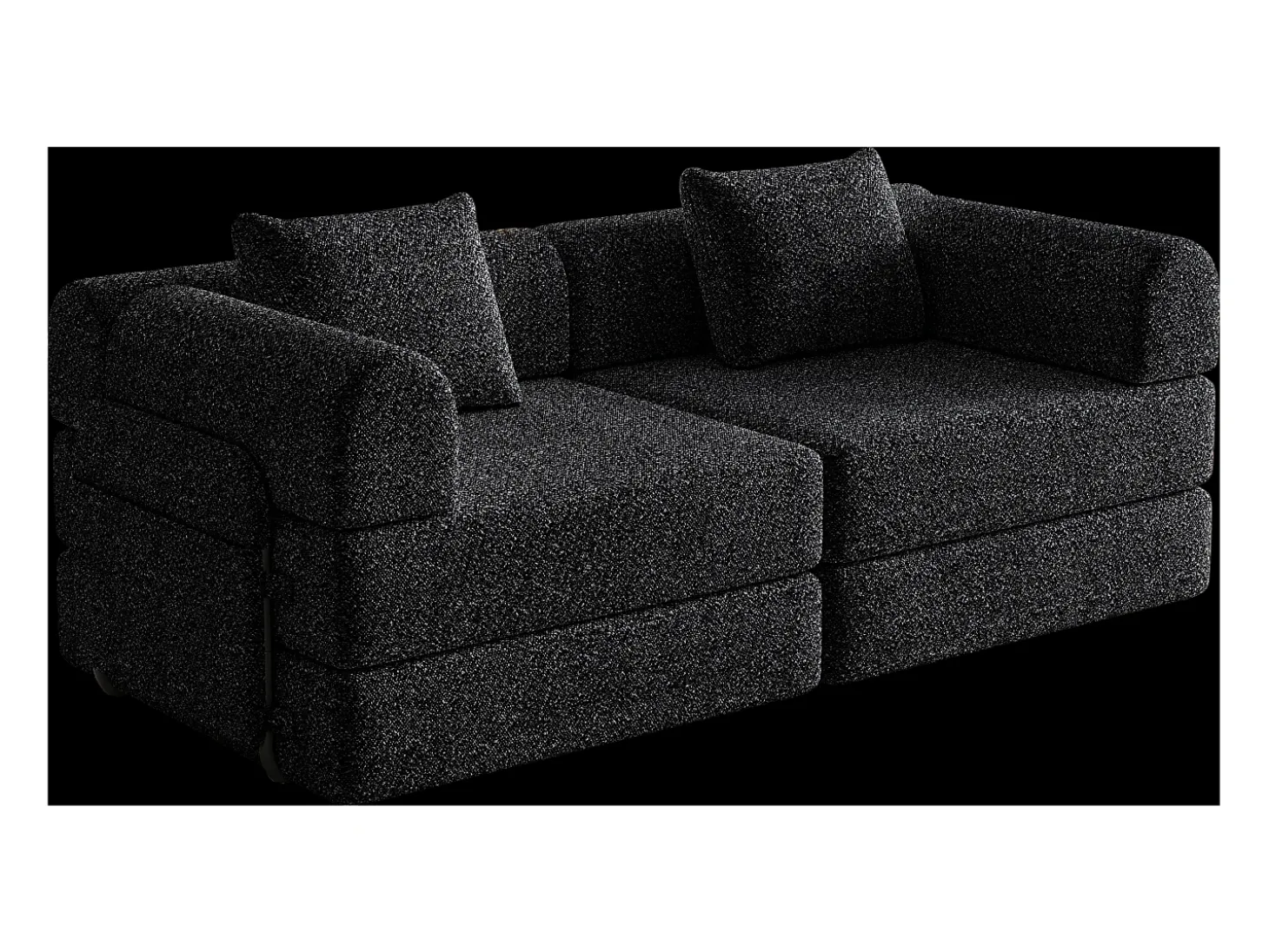 Sofá-cama de 2 lugares com conversão rápida em tecido chenille preto - Várias combinações