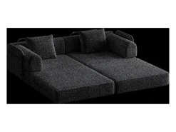 Sofá-cama de 2 lugares com conversão rápida em tecido chenille preto - Várias combinações