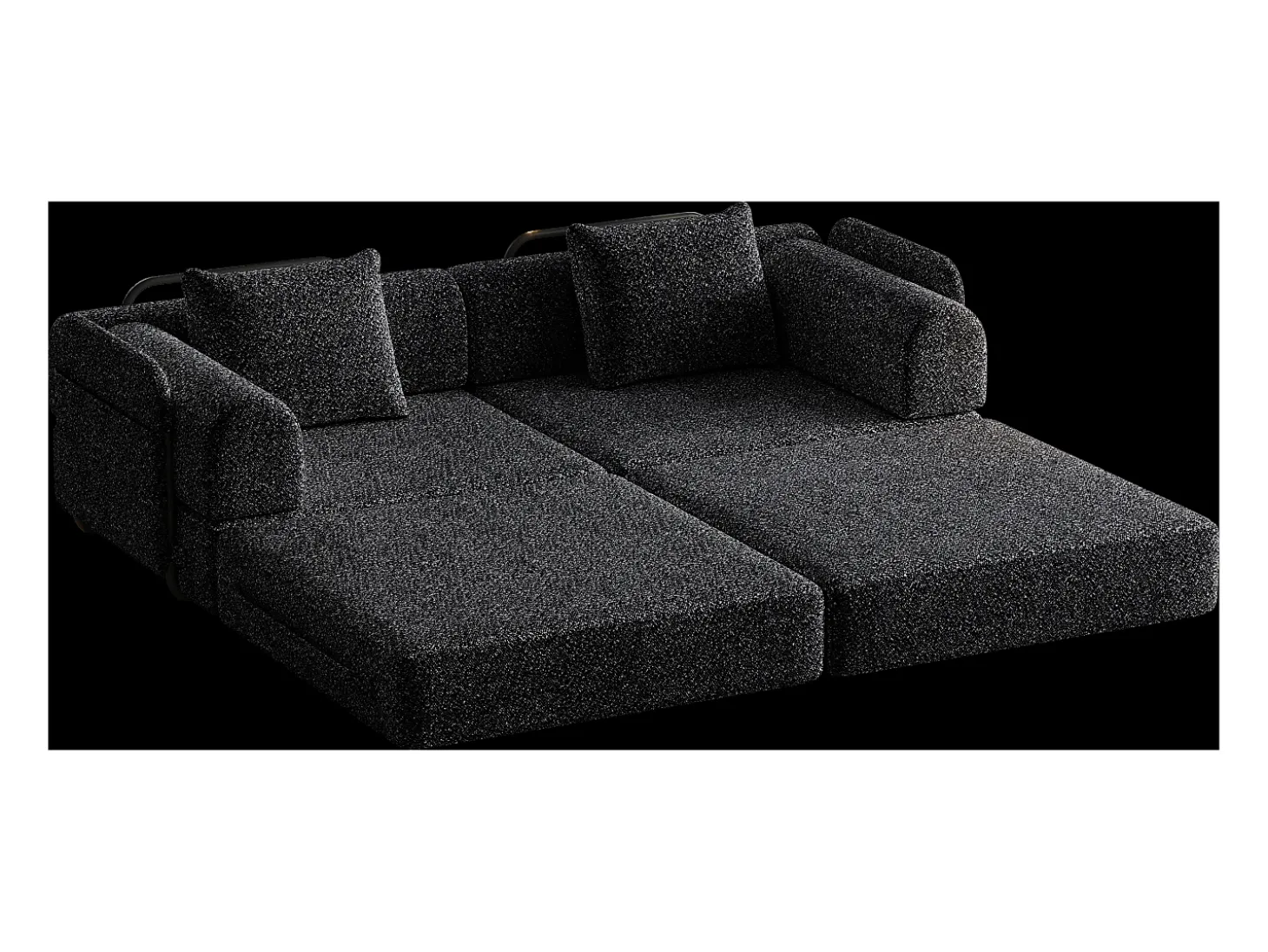 Sofá-cama de 2 lugares com conversão rápida em tecido chenille preto - Várias combinações