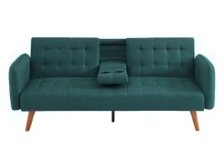 Sofá-cama de 3 lugares conversível verde com mesa central rebatível INVERNESS