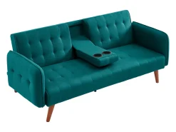 Sofá-cama de 3 lugares conversível verde com mesa central rebatível INVERNESS