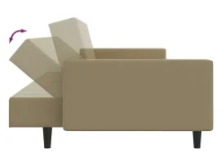 Sofá-cama de 2 lugares couro artificial cappuccino