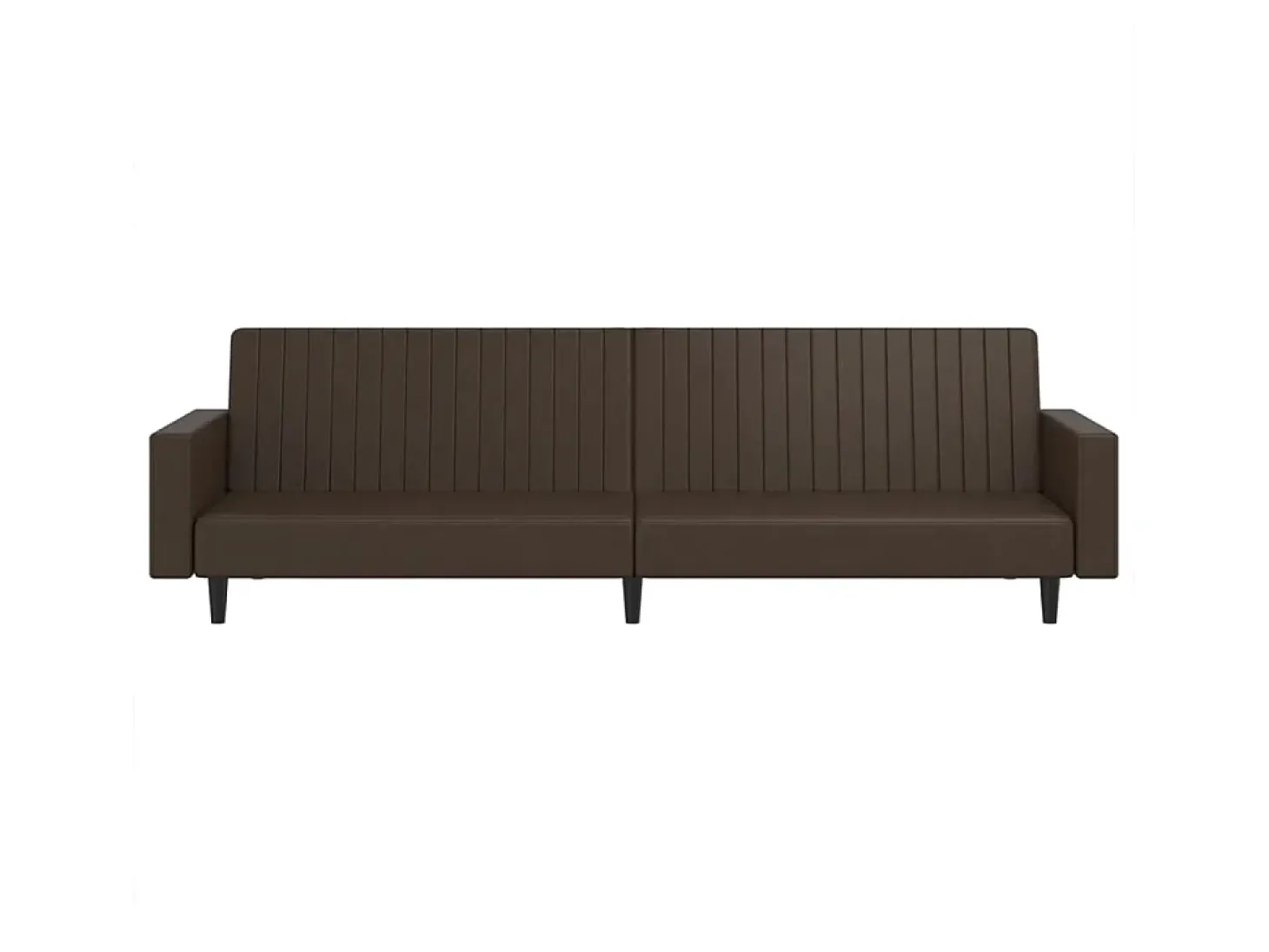 Sofá-cama de 2 lugares couro artificial castanho