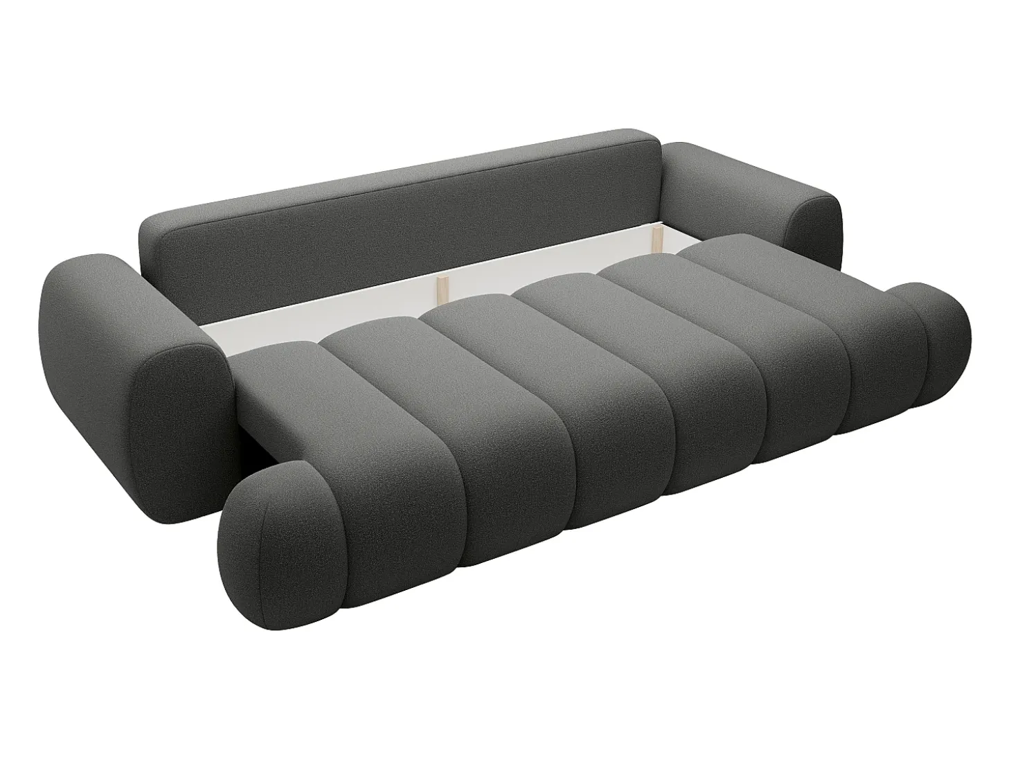 Sofá-cama de 4 lugares em tecido cinza FRIDORA