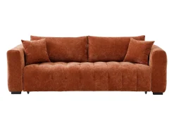 Sofá-cama de 3 lugares em tecido texturizado terracota PANILO