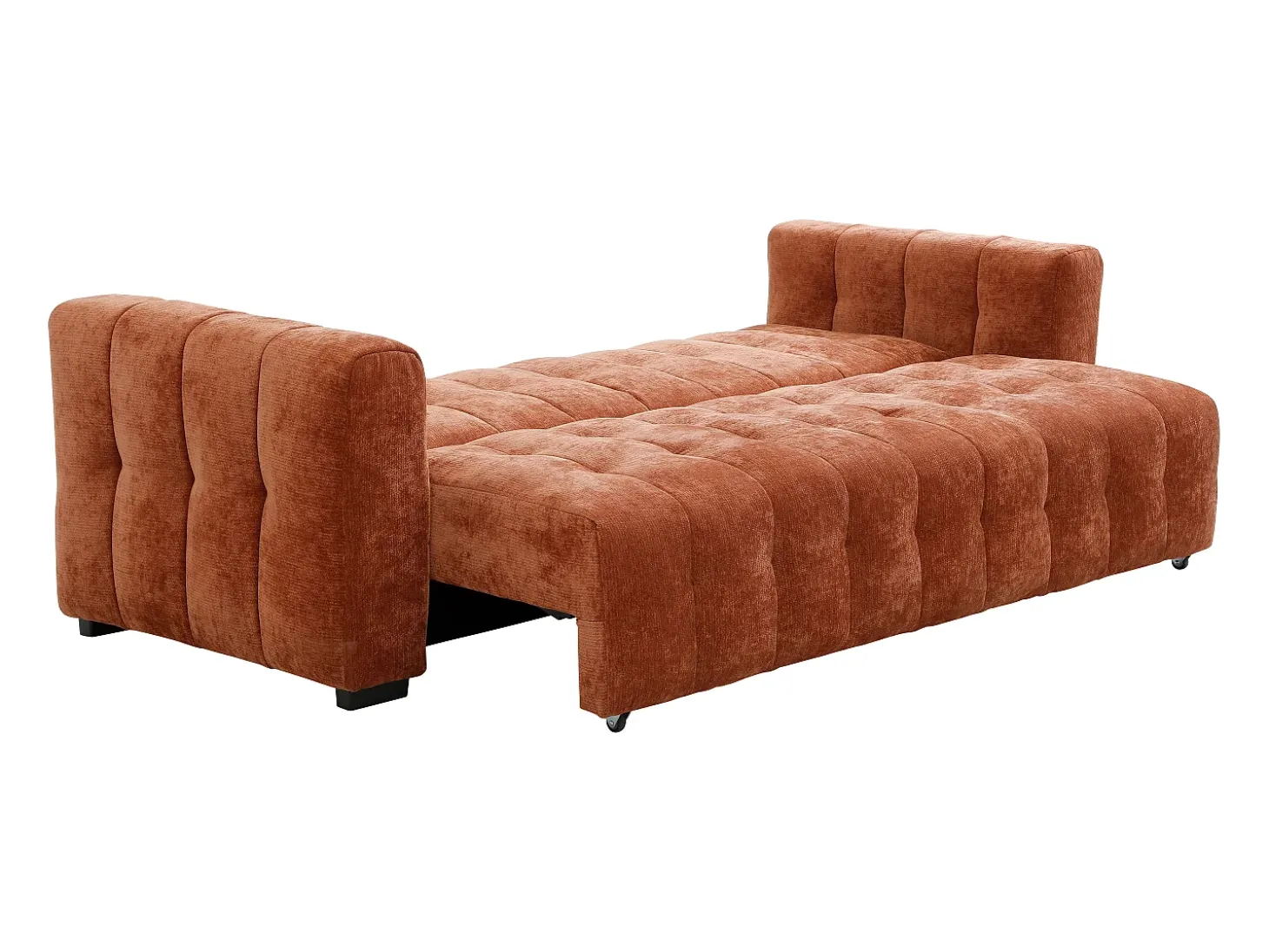 Sofá-cama de 3 lugares em tecido texturizado terracota PANILO