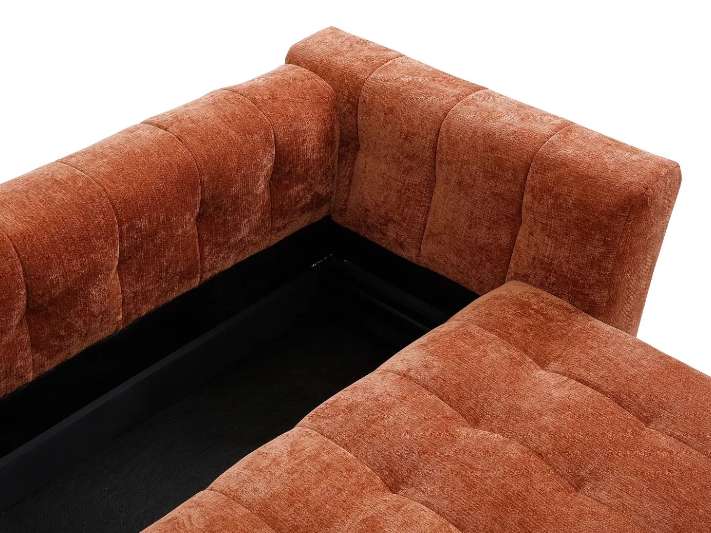 Sofá-cama de 3 lugares em tecido texturizado terracota PANILO
