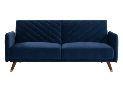 Sofá-cama de 3 lugares em veludo azul JORIS