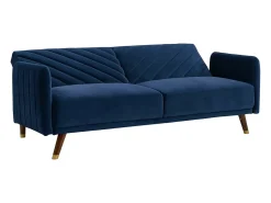 Sofá-cama de 3 lugares em veludo azul JORIS