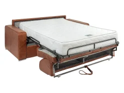 Sofá-cama de 3 lugares express em couro vintage caramelo 140 cm colchão 22 cm CALITO