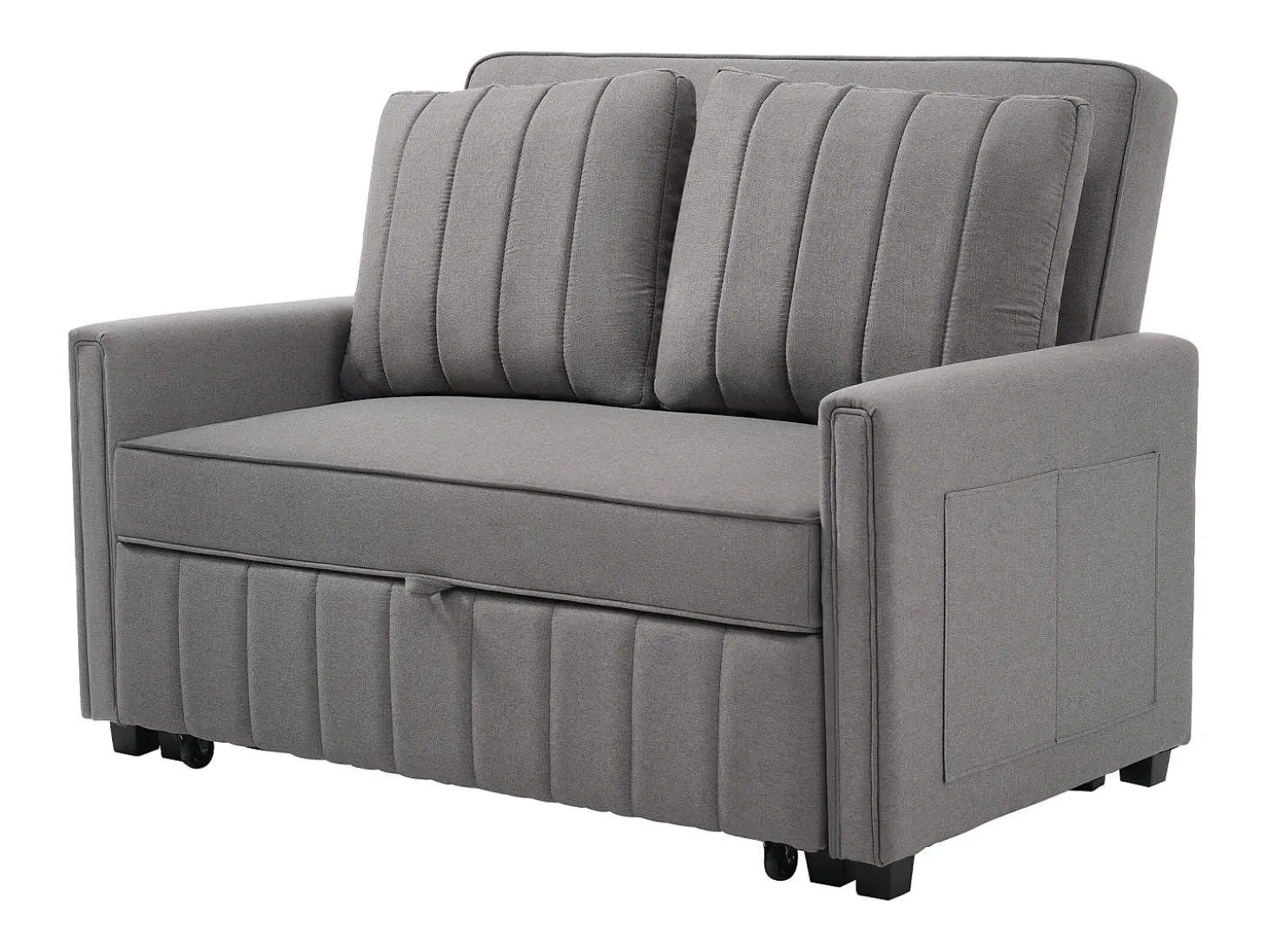 Sofá-cama de 2 lugares, sofá-cama dobrável em tecido de linho - 127 x 75/180 x 94 cm - com função dormir e encosto ajustável - Cinza