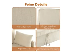 Sofá-cama de 2 lugares, sofá-cama dobrável em tecido chenille - 142 x 79/174 x 85 cm - com função sleep e encosto ajustável - Bege