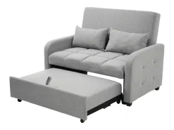 Sofá-cama de 2 lugares, sofá-cama dobrável em tecido de linho - 127 x 75 x 94 cm - com função dormir - Cinza
