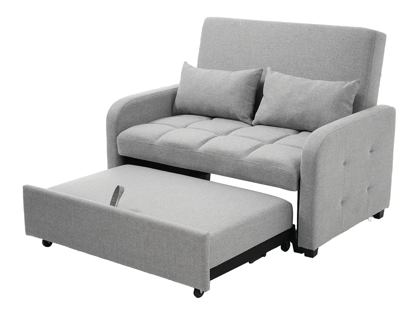 Sofá-cama de 2 lugares, sofá-cama dobrável em tecido de linho - 127 x 75 x 94 cm - com função dormir - Cinza