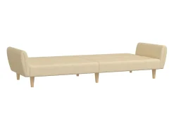 Sofá-cama de 2 lugares tecido cor creme