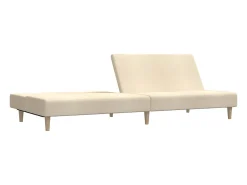 Sofá-cama de 2 lugares tecido cor creme